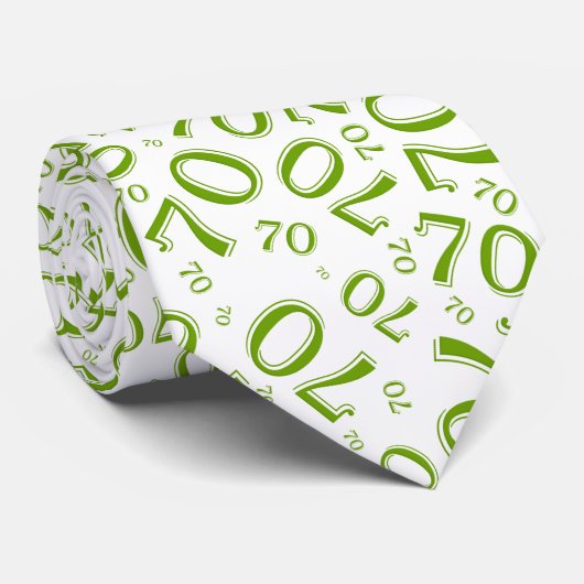 Milestone 70 Random Number Pattern Groen/Wit Stropdas (Opgerold)
