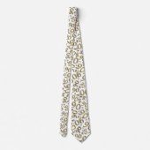 Milestone 90 Random Number Pattern Gold/White Stropdas (Achterkant)