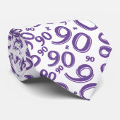 Milestone 90 Random Number Pattern Paarse/Wit Stropdas (Opgerold)