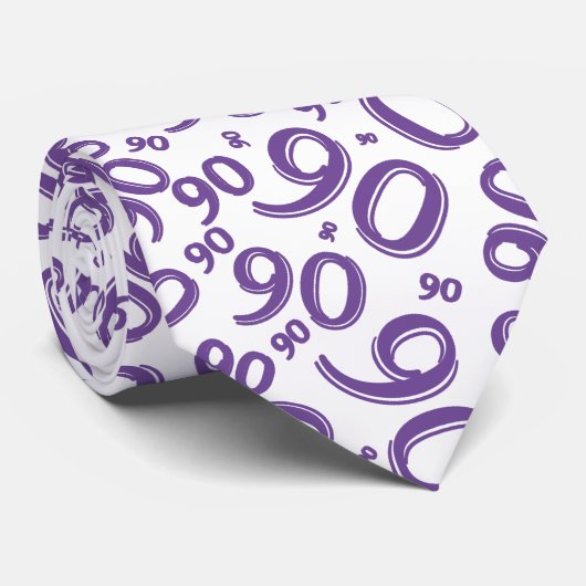 Milestone 90 Random Number Pattern Paarse/Wit Stropdas (Opgerold)