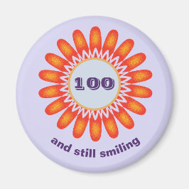 Milestone Age 100th Bright Oranje Flower Birthday Magneet