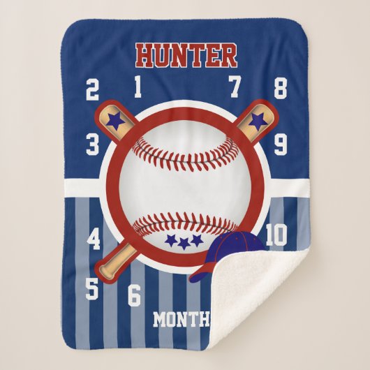 Milestone Baby Blanket - ⚾ Baseball Sport Sherpa Deken (Voorkant)