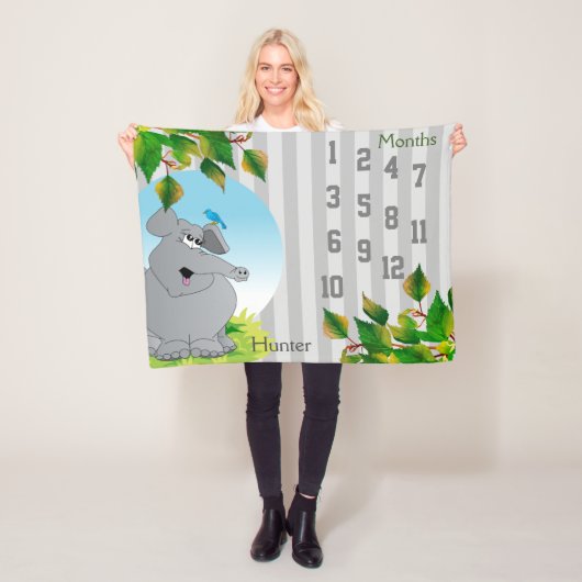Milestone Baby Blanket - 🐘 Elephant Fleece Deken (In situ)