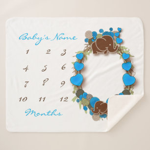 Milestone Baby Blanket - 🐘 Elephant Sherpa Deken