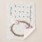 Milestone Baby Blanket - Llama - Paars Sherpa Deken (Voorkant)