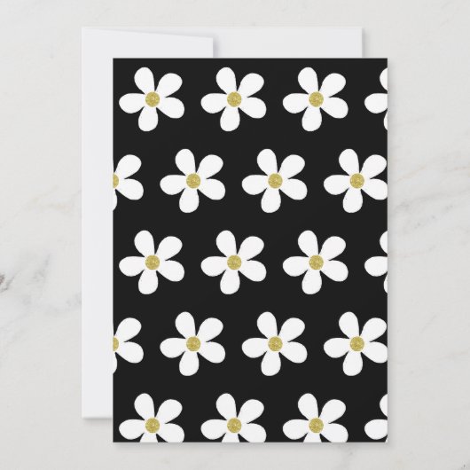 Milestone Birthday Black White Daisy Gold Elegant Kaart (Achterkant)