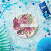 Milestone Birthday Burgundy Floral Elegant Chic Papieren Bordje (Feest)