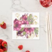 Milestone Birthday Burgundy Floral Elegant Chic Servet (Insitu)