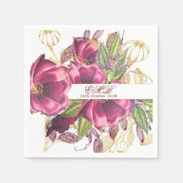 Milestone Birthday Burgundy Floral Elegant Chic Servet
