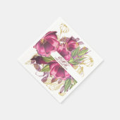 Milestone Birthday Burgundy Floral Elegant Chic Servet (Hoek)
