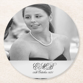 Milestone Birthday Foto Elegant Black White Ronde Kartonnen Onderzetter