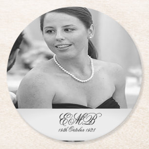 Milestone Birthday Foto Elegant Black White Ronde Kartonnen Onderzetter