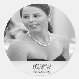 Milestone Birthday Foto Elegant Black White Ronde Sticker
