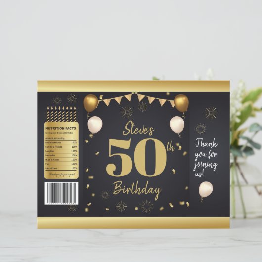 Milestone Birthday Gold Black Chip Bag Wrappers (Staand voorkant)