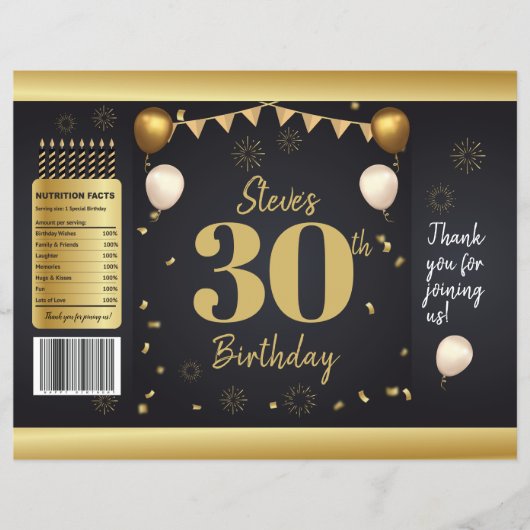 Milestone Birthday Gold Black Chip Bag Wrappers Flyer (Voorkant)