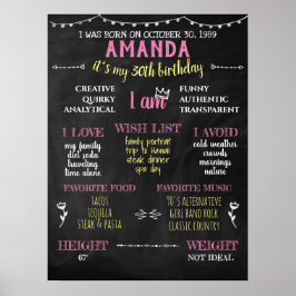 Milestone Birthday Photo Shoot Adult Chalkboard Poster