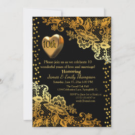Milestone Black & Gold Wedding Jubileum Party Kaart