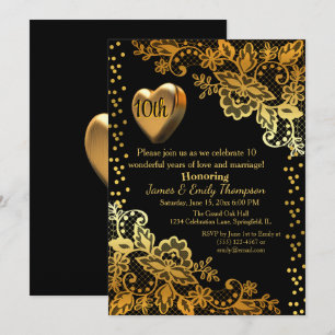Milestone Black & Gold Wedding Jubileum Party Kaart