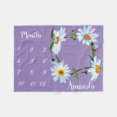 Milestone Daisy Waterverf Paarse foto Keepsake Fleece Deken (Voorkant (Horizontaal))