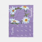 Milestone Daisy Waterverf Paarse foto Keepsake Fleece Deken (Voorkant)