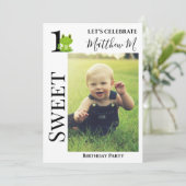 milestone foto van het eerste verjaardagsfeest kaart (Staand voorkant)