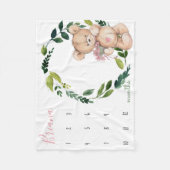 Milestone Growth Tracker - Teddybeer en groen Fleece Deken (Voorkant)