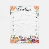 Milestone Growth Tracker waterverf bloemen Fleece Deken (Voorkant)