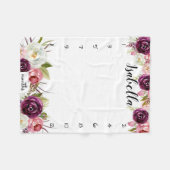 Milestone Growth Tracker waterverf roze bloemen Fleece Deken (Voorkant (Horizontaal))