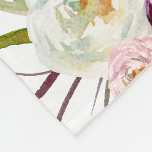 Milestone Growth Tracker waterverf roze bloemen Fleece Deken (Hoek)