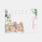 Milestone Growth Tracker waterverf teddybeer Fleece Deken (Voorkant (Horizontaal))