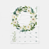 Milestone Growth Tracker - Witte en groene bloemen Fleece Deken (Voorkant)