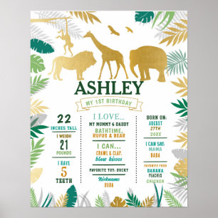 Milestone Oerwoud Poster 1st Wild Gold Girl Boy