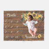 Milestone Rustic Country Wood Sunflower Keepomwill Fleece Deken