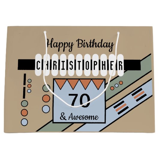 Milestone speciale verjaardagsbenaming groen blauw groot cadeauzakje (Voorkant)