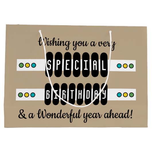 Milestone speciale verjaardagsbenaming groen geel groot cadeauzakje (Achterkant)