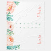 Milestone twin baby meisje waterverf bloemen perzi fleece deken (Voorkant)