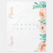 Milestone twin baby meisje waterverf bloemen perzi fleece deken (Voorkant)