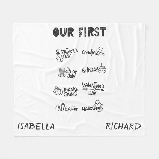 Milestone twins mijn eerste Holiday moderne schatt Fleece Deken (Voorkant (Horizontaal))