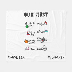 Milestone twins mijn eerste Holiday moderne schatt Fleece Deken