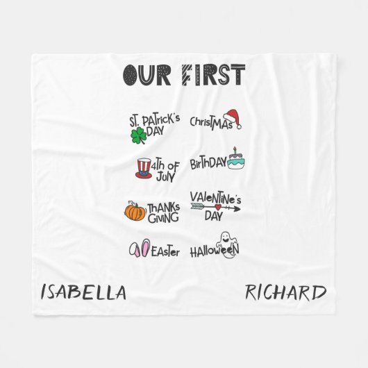 Milestone twins mijn eerste Holiday moderne schatt Fleece Deken (Voorkant (Horizontaal))