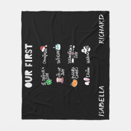 Milestone twins mijn eerste moderne vakantie zwart fleece deken