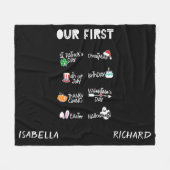 Milestone twins mijn eerste moderne vakantie zwart fleece deken (Voorkant (Horizontaal))