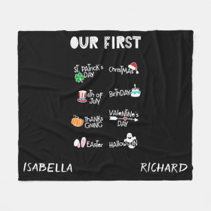 Milestone twins mijn eerste moderne vakantie zwart fleece deken