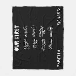 Milestone twins mijn eerste moderne vakantie zwart fleece deken