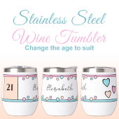 Milestone verjaardag 21ste naam turquoise roze