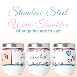 Milestone verjaardag 21ste naam turquoise roze