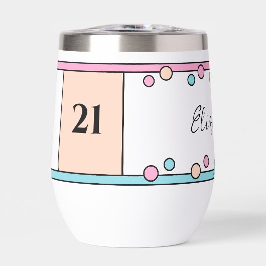 Milestone verjaardag 21ste naam turquoise roze (Voorkant)