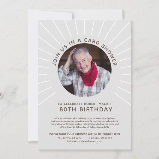 Milestone Verjaardag Fotokaart Douche Uitnodiging (Voorkant)