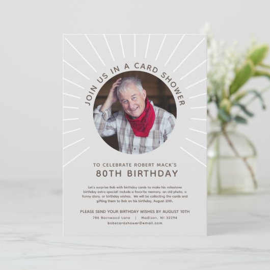 Milestone Verjaardag Fotokaart Douche Uitnodiging (Staand voorkant)