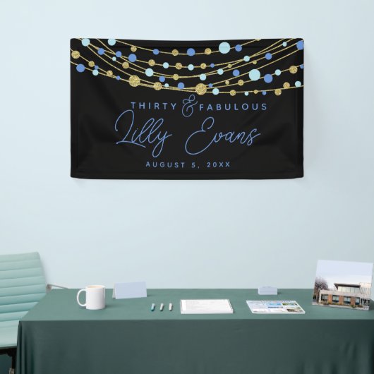 Milestone-verjaardagsbanner aanpassen, 40e blauw spandoek (Beurs)